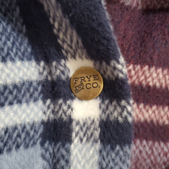 Frye Plaid Utility Shacket Jacket Button Front Pockets - Picture 14 of 15